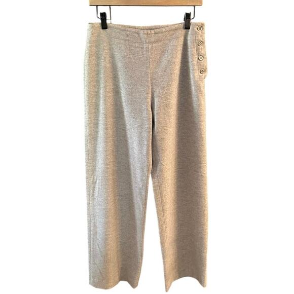 J. Crew Light Tan Side Button Wool Cashmere Blend Wide Leg Pants Size 4 - Picture 1 of 9